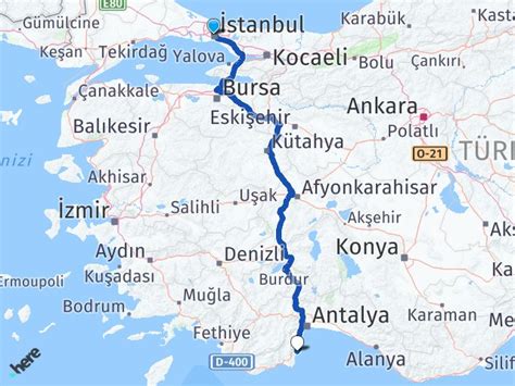 istanbul antalya tekirova kaç km